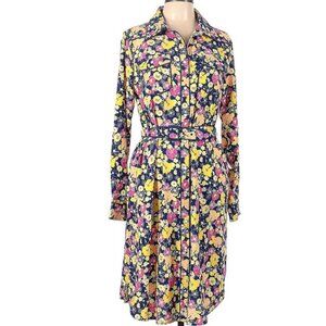 Modcloth Floral Dress with Pearl Snap Buttons Size Large